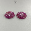 Purple Ruby Gemstone Carving : 20.60cts Natural Untreated Unheated Red Ruby Hand Carved Oval Shape 18*14.5mm Pair