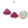 Ruby Gemstone Carving : 29.90cts Natural Untreated Unheated Red Ruby Hand Carved Trillion Shape 17*23mm Pair