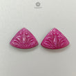 Ruby Gemstone Carving : 29.90cts Natural Untreated Unheated Red Ruby Hand Carved Trillion Shape 17*23mm Pair