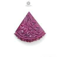 Ruby Gemstone Carving : 37.20cts Natural Untreated Unheated Red Ruby Hand Carved Triangle Shape 30*31mm 1pc