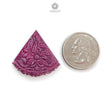 Ruby Gemstone Carving : 37.20cts Natural Untreated Unheated Red Ruby Hand Carved Triangle Shape 30*31mm 1pc