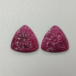 Ruby Gemstone Carving : 55.80cts Natural Untreated Unheated Red Ruby Hand Carved Triangle Shape 25mm Pair For Jewelry