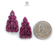 Ruby Gemstone Carving : 31.00cts Natural Untreated Unheated Red Ruby Hand Carved Pear Shape 29*17mm Pair