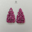 Ruby Gemstone Carving : 31.00cts Natural Untreated Unheated Red Ruby Hand Carved Pear Shape 29*17mm Pair