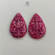 Purple Ruby Gemstone Carving : 31.80cts Natural Untreated Unheated Red Ruby Hand Carved Pear Shape 26*17.5mm Pair