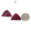 Ruby Gemstone Carving : 37.90cts Natural Untreated Unheated Red Ruby Hand Carved Uneven Shape 30*19.5mm Pair