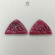 Ruby Gemstone Carving : 37.90cts Natural Untreated Unheated Red Ruby Hand Carved Uneven Shape 30*19.5mm Pair