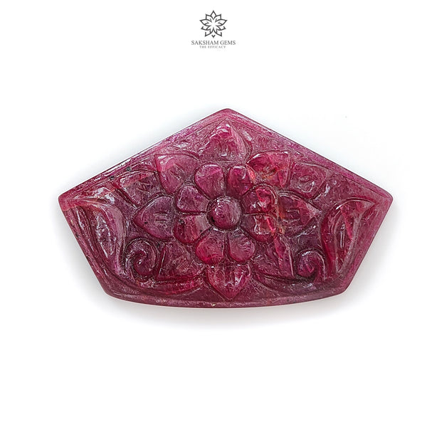 Ruby Gemstone Carving : 45.50cts Natural Untreated Unheated Red Ruby Hand Carved Uneven Shape 46*27mm 1pc