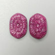 Ruby Gemstone Carving : 74.10cts Natural Untreated Unheated Red Ruby Hand Carved Hexagon Shape 33*23mm Pair For Jewelry