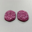 Ruby Gemstone Carving : 74.10cts Natural Untreated Unheated Red Ruby Hand Carved Hexagon Shape 33*23mm Pair For Jewelry