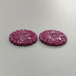 Ruby Gemstone Carving : 75.40cts Natural Untreated Unheated Red Ruby Hand Carved Round Shape 29mm Pair For Jewelry