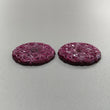 Ruby Gemstone Carving : 125.30cts Natural Untreated Unheated Red Ruby Hand Carved Round Shape 36mm Pair For Jewelry