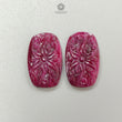 Ruby Gemstone Carving : 72.30cts Natural Untreated Unheated Red Ruby Hand Carved Cushion Shape 33*20mm Pair