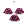 Ruby Gemstone Carving : 82.40cts Natural Untreated Unheated Red Ruby Hand Carved Uneven Shape 32*19mm 3pcs Set