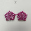Ruby Gemstone Carving : 105.60cts Natural Untreated Unheated Red Ruby Hand Carved Fancy Shape 34*32mm Pair