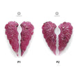 Ruby Gemstone Carving: Natural Untreated Unheated Red Ruby Hand Carved Angel Wings Pair For Jewelry