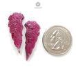 Ruby Gemstone Carving: Natural Untreated Unheated Red Ruby Hand Carved Angel Wings Pair For Jewelry