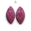 Ruby Gemstone Carving : 55.10cts Natural Untreated Unheated Red Ruby Hand Carved Marquise Shape 36*18mm Pair