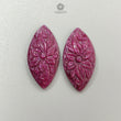 Ruby Gemstone Carving : 55.10cts Natural Untreated Unheated Red Ruby Hand Carved Marquise Shape 36*18mm Pair