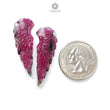 Ruby Gemstone Carving: Natural Untreated Unheated Red Ruby Hand Carved Angel Wings Pair For Jewelry