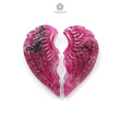 Ruby Gemstone Carving: Natural Untreated Unheated Red Ruby Hand Carved Angel Wings Pair For Jewelry