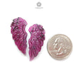 Ruby Gemstone Carving: Natural Untreated Unheated Red Ruby Hand Carved Angel Wings Pair For Jewelry