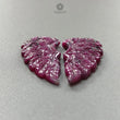 Ruby Gemstone Carving: Natural Untreated Unheated Red Ruby Hand Carved Angel Wings Pair For Jewelry