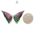 Ruby Gemstone Carving: Natural Untreated Unheated Red Ruby Hand Carved Angel Wings Butterfly Pair For Jewelry