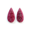 Ruby Gemstone Carving: 22.00cts Natural Untreated Unheated Red Ruby Hand Carved Pear Shape 23*11mm Pair For Earring July Birthstone