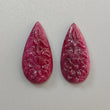 Ruby Gemstone Carving: 22.00cts Natural Untreated Unheated Red Ruby Hand Carved Pear Shape 23*11mm Pair For Earring July Birthstone