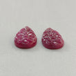 Ruby Gemstone Carving: 22.00cts Natural Untreated Unheated Red Ruby Hand Carved Pear Shape 23*11mm Pair For Earring July Birthstone