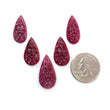 Ruby Gemstone Carving: 65.70cts Natural Untreated Unheated Red Ruby Hand Carved Pear Shape 23*11mm - 27.5*14mm 5pcs Set July Birthstone