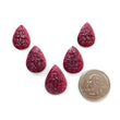 Ruby Gemstone Carving: 75.00cts Natural Untreated Unheated Red Ruby Hand Carved Pear Shape 18.5*13mm - 23*16.5mm 5pcs Set July Birthstone