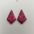 Ruby Gemstone Carving : 56.10cts Natural Untreated Unheated Red Ruby Hand Carved Pear Shape 34*22mm Pair