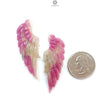 Zoisite Ruby Gemstone Carving: 49.40cts Natural Untreated Pink Ruby Hand Carved Angel Wings 52*19mm Pair for Jewelry July Birthstone