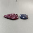 Ruby, Blue Sapphire Gemstone Carving: 70.00cts Natural Untreated Unheated Red Ruby Hand Carved Heart, Oval Shape 25*18mm - 33*30mm 2pcs Set