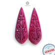 Ruby Gemstone Carving : 58.70cts Natural Untreated Unheated Red Ruby Hand Carved Pear Shape 45*15.5mm Pair For Earring