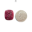 Ruby Gemstone Carving: Natural Untreated Unheated Red Ruby Hand Carved Cushion Shape 1pc for Jewelry July Birthstone