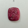 Ruby Gemstone Carving: Natural Untreated Unheated Red Ruby Hand Carved Cushion Shape 1pc for Jewelry July Birthstone