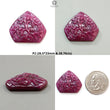 Ruby Gemstone Carving: Natural Untreated Unheated Red Ruby Hand Carved Hexagon, Heart Shape 1pc for Jewelry July Birthstone