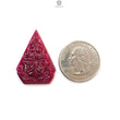 Ruby Gemstone Carving: Natural Untreated Unheated Red Ruby Hand Carved Triangle, Pear Shape 1pc for Jewelry July Birthstone