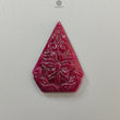 Ruby Gemstone Carving: Natural Untreated Unheated Red Ruby Hand Carved Triangle, Pear Shape 1pc for Jewelry July Birthstone