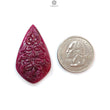 Ruby Gemstone Carving: Natural Untreated Unheated Red Ruby Hand Carved Triangle, Pear Shape 1pc for Jewelry July Birthstone