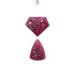 Ruby Gemstone Carving: Natural Untreated Unheated Red Ruby Hand Carved Fancy Shape 2pcs Set for Jewelry July Birthstone