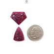 Ruby Gemstone Carving: Natural Untreated Unheated Red Ruby Hand Carved Fancy Shape 2pcs Set for Jewelry July Birthstone