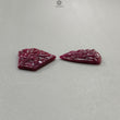 Ruby Gemstone Carving: Natural Untreated Unheated Red Ruby Hand Carved Fancy Shape 2pcs Set for Jewelry July Birthstone