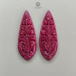 Ruby Gemstone Carving : 64.70cts Natural Untreated Unheated Red Ruby Hand Carved Pear Shape 44*16mm Pair