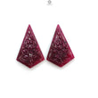 Ruby Gemstone Carving : 68.80cts Natural Untreated Unheated Red Ruby Hand Carved Pear Shape 42*26.5mm Pair