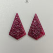 Ruby Gemstone Carving : 68.80cts Natural Untreated Unheated Red Ruby Hand Carved Pear Shape 42*26.5mm Pair