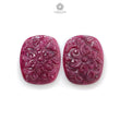 Ruby Gemstone Carving : 70.00cts Natural Untreated Unheated Red Ruby Hand Carved Cushion Shape 27*22.5mm Pair